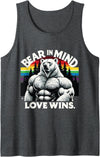 Majestic Bear Pride Gay Pride Gym Fit Polar Bear Pride Muscular Love Wins Tank Top - Dark Heather Grey