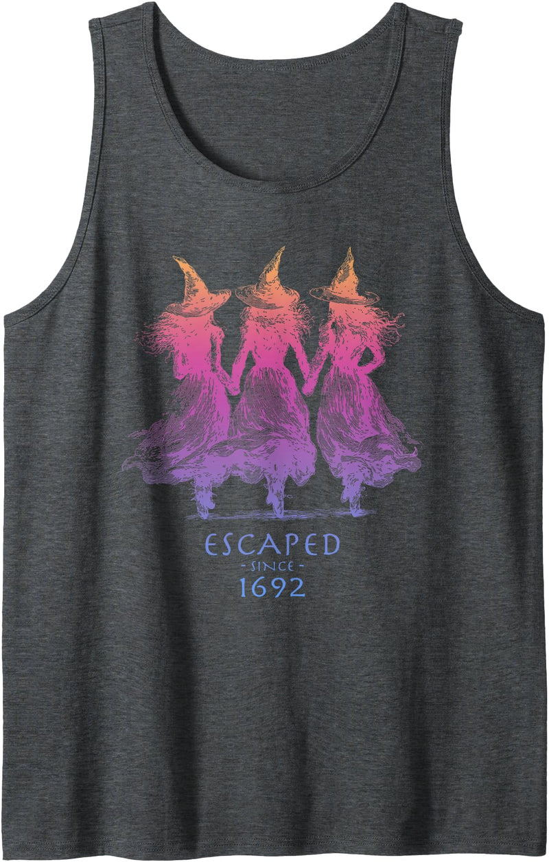 Escaped Since 1692 Halloween Escaped Since 1692 Funny Witch Halloween Design Tank Top - Dark Heather Grey