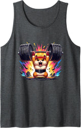 Strong Gym Hamster Weightlifting Barbell Power Tank Top - Dark Heather Grey