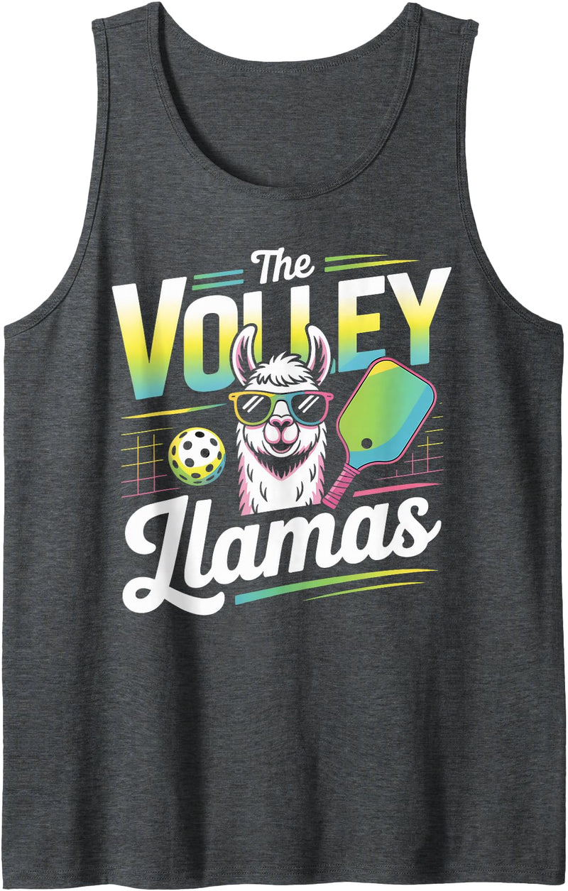 CharlIan Minds - LlamaLovers The Volley Llamas Pickleball Funny Llama Tank Top - Dark Heather Grey
