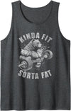 Funny Bear Kinda Fit Sorta Fat Gym Weightlifting Kinda Fit Sorta Fat Funny Gym Bear Weightlifting Workout Tank Top - Dark Heather Grey