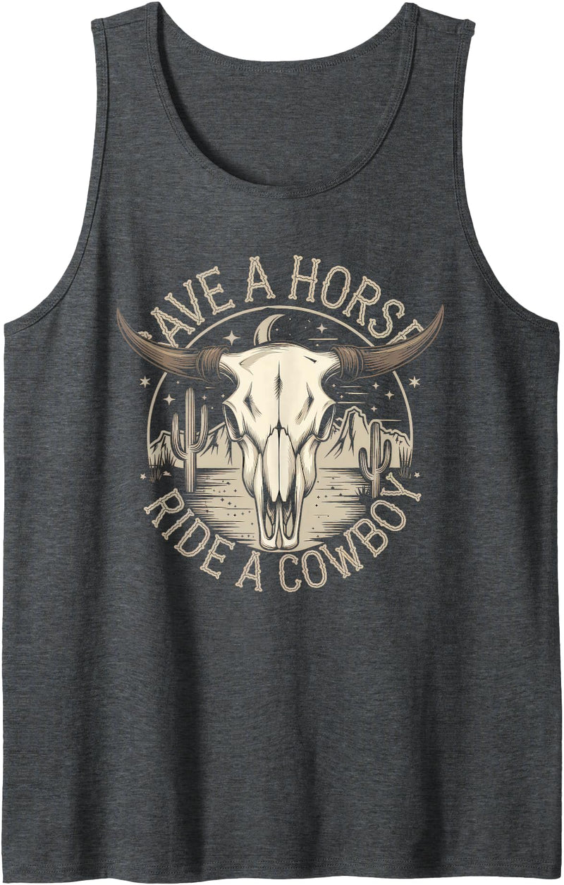 Save A Horse Ride A Cowboy Tshirt Western Cowgirl Save A Horse Ride A Cowboy Tshirt Country Outfits Horseback Tank Top - Dark Heather Grey
