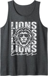 Back to School Lion Spirit Lunch Lady Zoo Day Kids Vintage Lions School Mascot Game Day Men Teacher Boy Women Tank Top - Dark Heather Grey