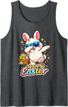 Funny Easter Rabbit Happy Easter Design Tank Top in Dark Heather Grey