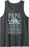 Papa Bear - Content Design Studio Mens Papa Bear 3 cubs, 3 kids, dad, grandpa, Father's Day Tank Top - Dark Heather Grey