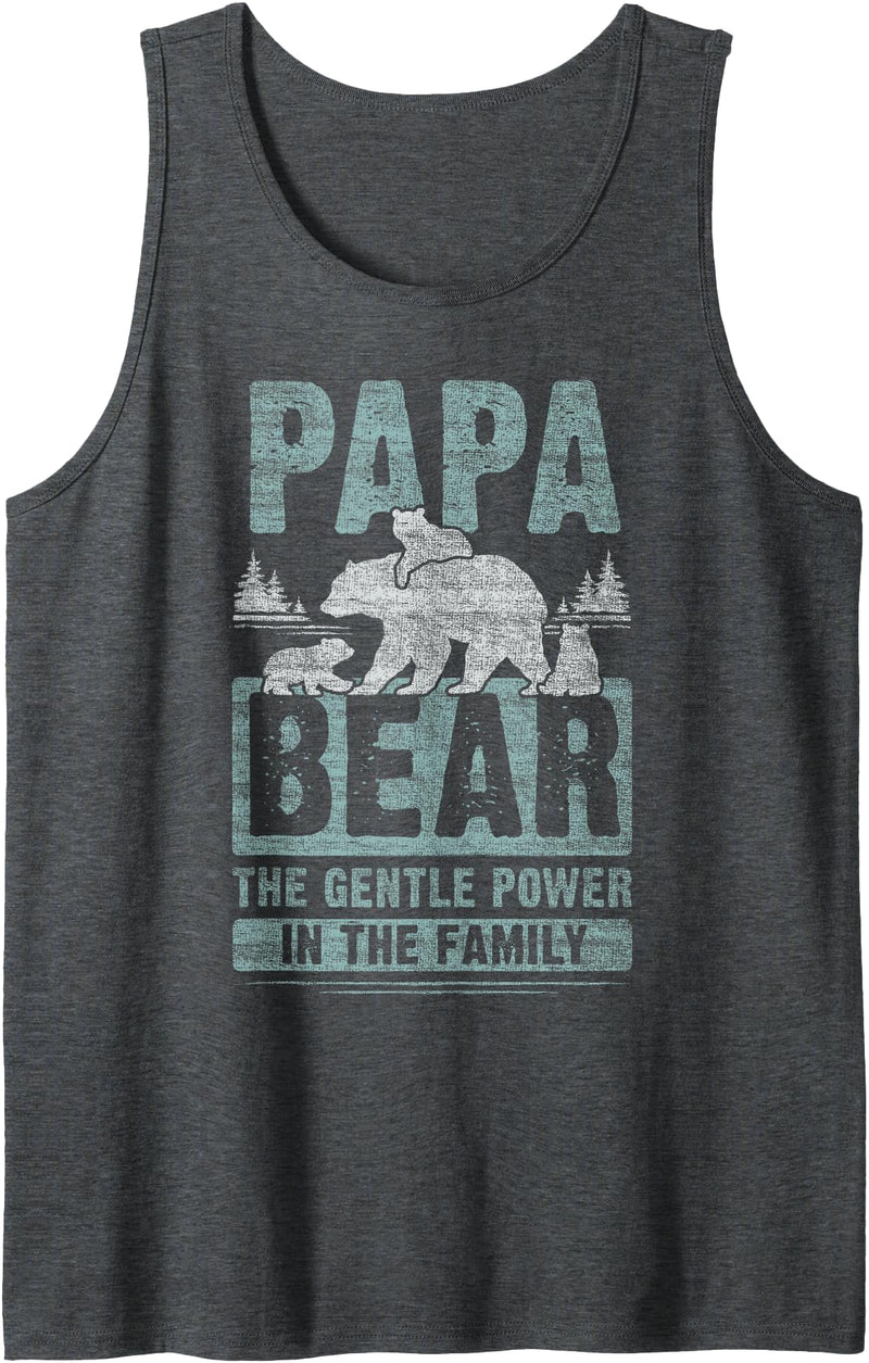 Papa Bear - Content Design Studio Mens Papa Bear 3 cubs, 3 kids, dad, grandpa, Father's Day Tank Top - Dark Heather Grey
