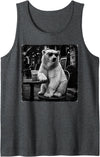 Polar Bear Drinking Iced Milk Coffee Shirts Funny Polar Bear Drinking Iced Milk Coffee Animal Lover Art Tank Top - Dark Heather Grey