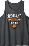 Scottish Scotland Designs By LBOL Scotland Highland Cow Sunglasses Saltire Flag Tank Top - Dark Heather Grey
