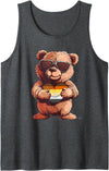 Gay Bear Pride LGBTQ Gay Bear Pride Heart LGBTQ Gay Pride Bear Flag Gay Flag Tank Top - Dark Heather Grey