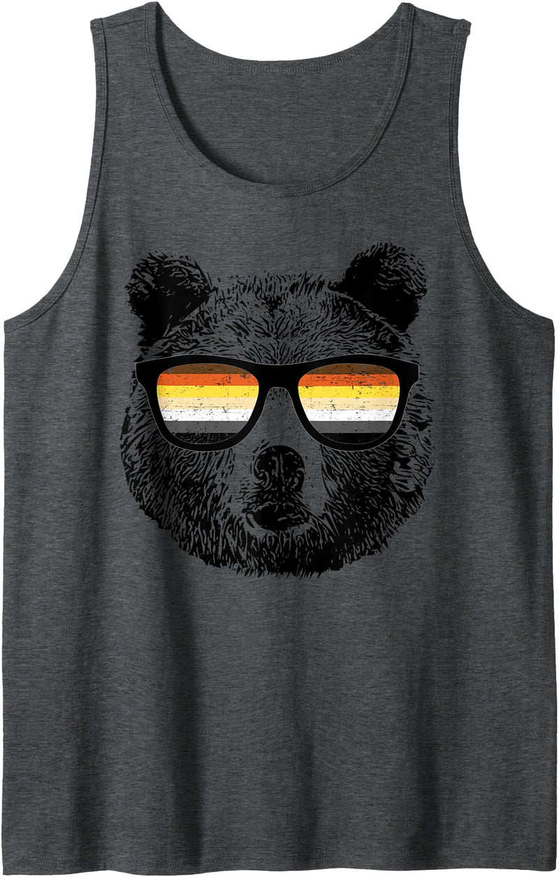 Equal Rights Gay Bear Sânpebe Designs Gay Bear with Sunglasses Tank Top - Dark Heather Grey