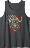Buffalo on American Flag - Vintage Patriotic Style Tank Top - Dark Heather Grey