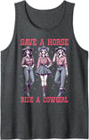 Save A Horse Ride A Cowgirl Tank Top - Dark Heather Grey