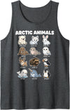 Snowy Tundra Critter Trail Arctic Animals Polar Bear Fox Seal Cute Zoo Chart Tank Top - Dark Heather Grey