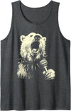 Hilarious Animals Singing Gifts Polar Bear Singing Punk Rocker Animal Musician Grunge Music Tank Top - Dark Heather Grey