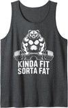 Iron Routine - Gym Workout Fitness Men Women Gifts Kinda Fit Sorta Fat Funny Gym Bear Workout Weightlifting Tank Top - Dark Heather Grey