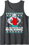 Skyvora Polar Bear Funny Ugly Christmas Sweater Gym Workout Lifting Tank Top - Dark Heather Grey