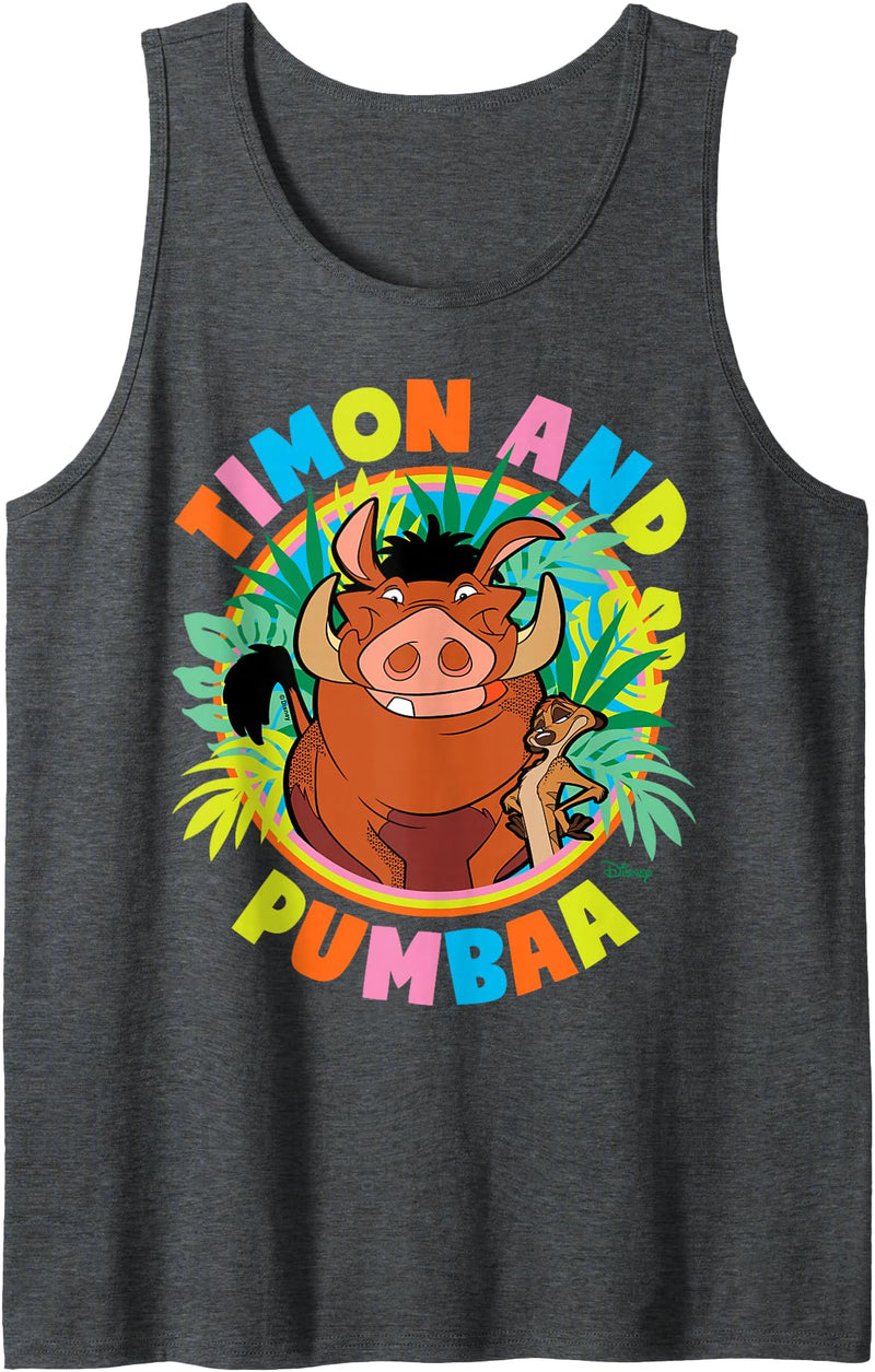 Disney The Lion King - Timon and Pumbaa Tank Top - Dark Heather Grey