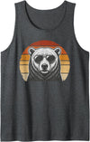 Polar Bear Retro Sunset Vintage Prints Co Polar Bear Retro Sunset Animal Lover Vintage Cool Owner Tank Top - Dark Heather Grey