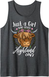 Scottish Highland Cow Lovers Scottish Highland Cow Just a Girl Who Loves Highland Cows Tank Top - Dark Heather Grey
