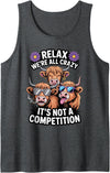 Ranch Folks Country Humor Funny Crazy Highland Cow Humor Design Tank Top - Dark Heather Grey