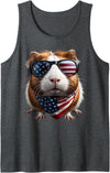 Guinea Pig 4th Of July Products Guinea Pig 4th Of July American Independence Day Patriotic Tank Top - Dark Heather Grey