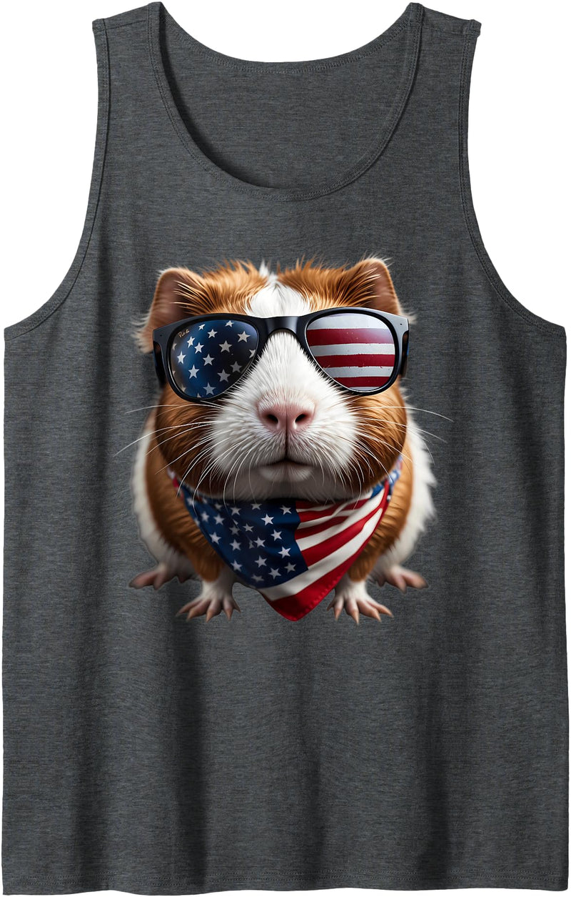Guinea Pig 4th Of July Products Guinea Pig 4th Of July American Independence Day Patriotic Tank Top - Dark Heather Grey