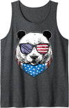 Blinkies Patriotic Fourth of July Panda American Flag July 4th Panda Bear Tank Top - Dark Heather Grey