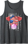 Amb Patriotic Pig Farming Animal Lover 4th Of July Pig Lovers Farmers USA Flag 4th Of July Patriotic Girls Kids Tank Top - Dark Heather Grey