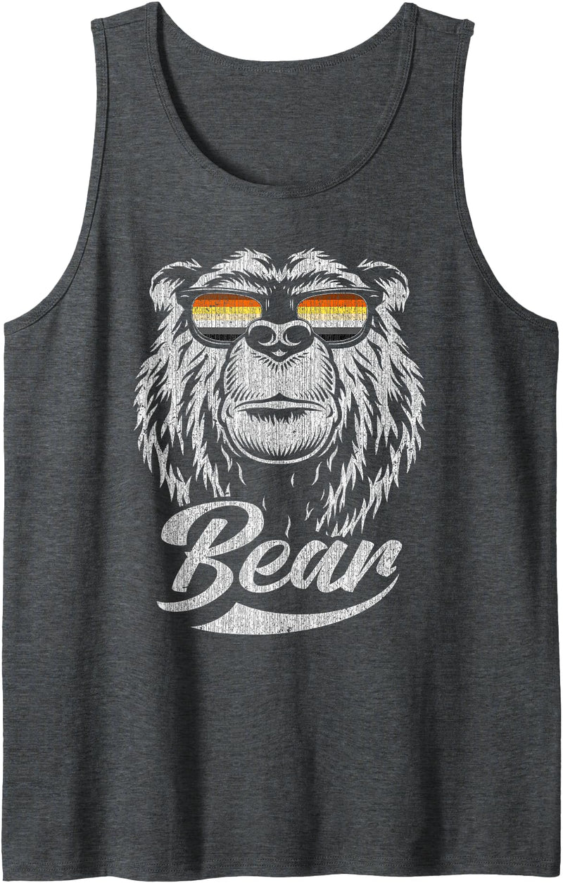 Bear Gay Pride by Content Design Studio Mens Gay Bear Community Bear with Glasses Tank Top - Dark Heather Grey