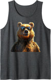 Funny Brown Bears for Grizzly Bear Lovers Brown Bear with Sunglasses Grizzly Bears Wild Brown Bear Tank Top - Dark Heather Grey