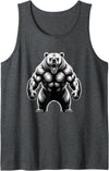 Muscle Bear Grizzly Bear, Strength Symbol Fierce Grizzly Bear Roar Graphic for Outdoor Enthusiasts Tank Top - Dark Heather Grey