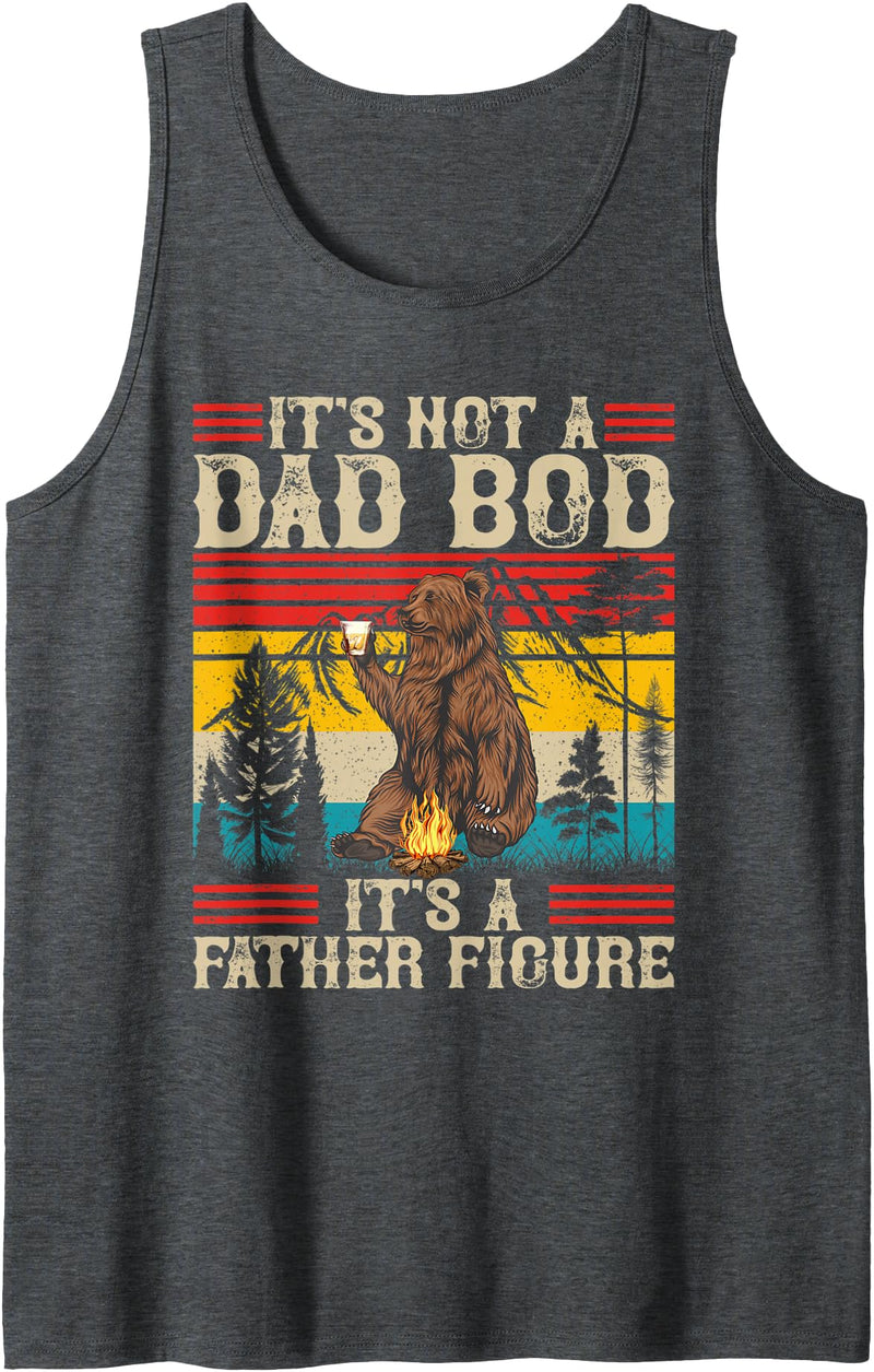 Vintage DAD BOD Tees It's Not A Dad Bod It's A Father Figure Retro Bear Fathers Tank Top - Dark Heather Grey