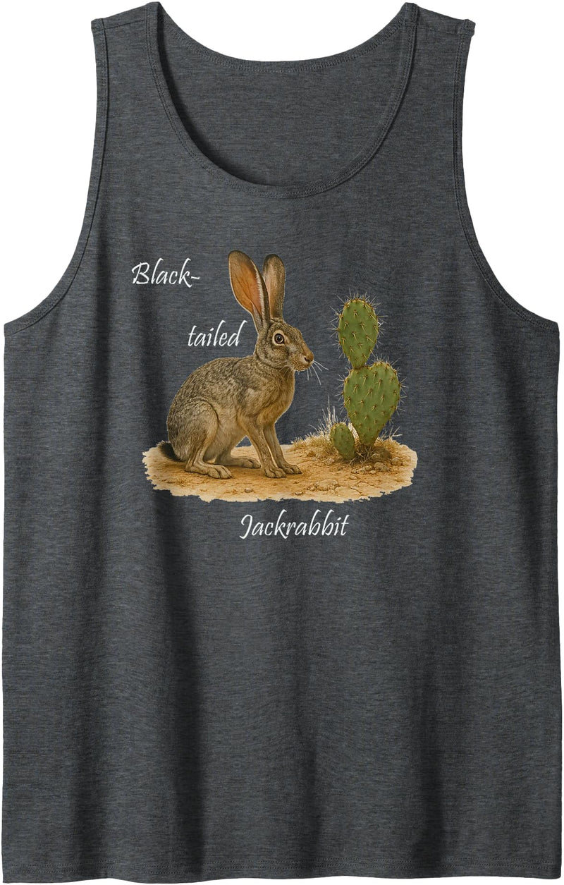 Animal Series. Black Tailed Jackrabbit Tank Top in Dark Heather Grey