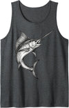 Swordfish Fish Angler Fisherman Art Vintage Swordfish Fish Fishing Fisherman Angler Tank Top - Dark Heather Grey