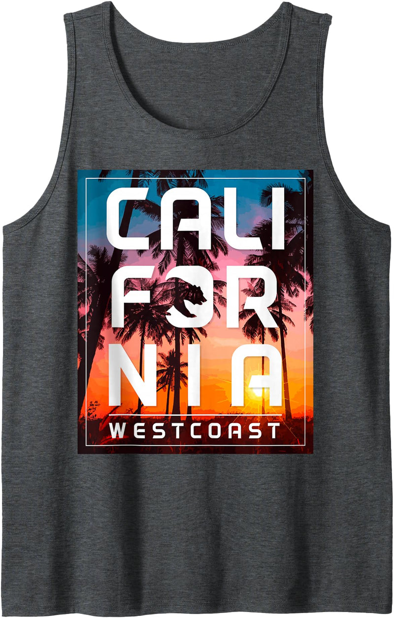 We Love California California West Coast Pride Bear LA San Diego Vintage Cali Tank Top - Dark Heather Grey