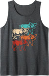 BALARI Retro Pig Vintage Pig Lover Farmer Men Women Tank Top - Dark Heather Grey