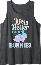 Bunny Lover Cute Life Is Better with Bunnies Mom Easter Tank Top in Dark Heather Grey
