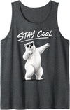 Polar Bear Enthusiast Apparel Polar Bear Wearing Sunglasses with Stay Cool Quote Tank Top - Dark Heather Grey