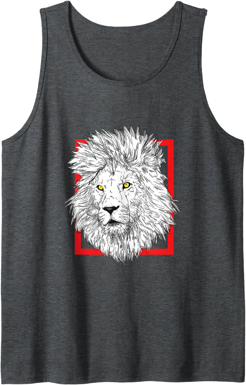 Löwenkopf Großkatze Safari Horoskop Astrologie White Lion Head Zodiac Sign Leo Astrology Tank Top - Dark Heather Grey