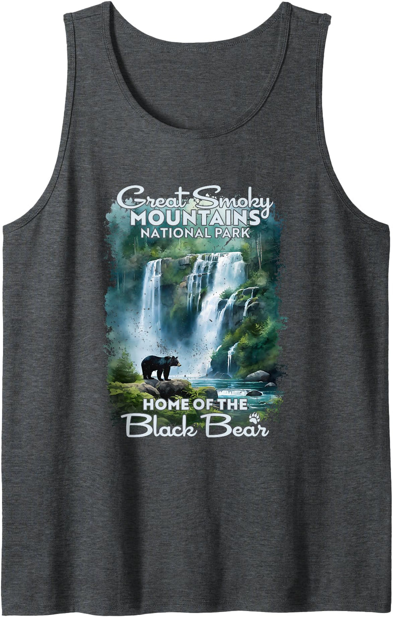 Savvy Designs Stl Great Smoky Mountains National Park Home Of The Black Bear Tank Top - Dark Heather Grey