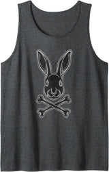 Easter Rabbit Crossbones Gothic Bunny Jolly Roger Flag Egg Tank Top in Dark Heather Grey
