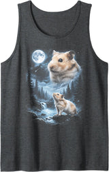 Hamster Howling at Moon 90's Retro Tank Top - Dark Heather Grey