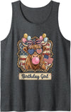 Patriotic Highland Cow Birthday Girl Flag Apparel Patriotic Highland Cow Birthday Girl Flag Design Tank Top - Dark Heather