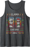 Llama My Spirit Animal Llama Ugly Christmas Llama 's My Spirit Animal Llama Ugly Christmas Sweater Tank Top - Dark Heather Grey