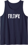 Men's Leather Daddy Bear Gay Shirt Print Apparel Filthy - Funny Gay Pride & LGBT Cruising Inappropriate Tank Top - Navy Blue