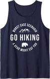 Worst Case Scenario Sarcastic Hiker Humor Outdoors GO HIKING Funny A Bear Might Eat You Mountains Sarcasm Hike Tank Top - Navy Blue