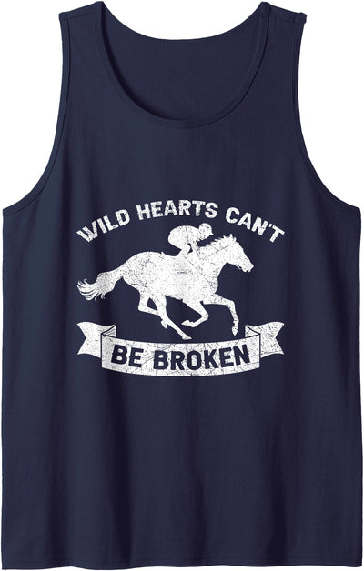 Horse Racing Derby Race Funny Horses Lover Horse Racing Race Derby Horseback Wild Hearts Can't Be Broke Tank Top