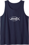 Christianity Jesus Fish Faith Jesus Fish Design for Christian Believers Tank Top - Navy Blue