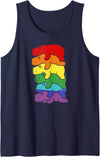 Cute LGBTQ Polar Bear Costume For Men Women Funny LGBT Polar Bear Rainbow Lesbian Gay Pride Womens Mens Tank Top - Navy Blue