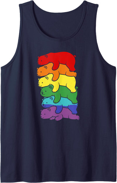 Cute LGBTQ Polar Bear Costume For Men Women Funny LGBT Polar Bear Rainbow Lesbian Gay Pride Womens Mens Tank Top